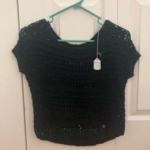 small navy abercrombie crochet tee/ blouse